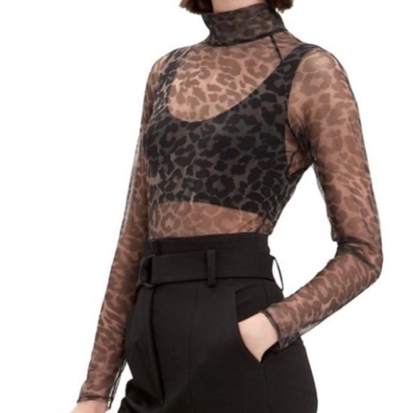 Fleur du Mal Tops - Fleur de Mal Leopard Mesh Bodysuit New animal print cheetah
